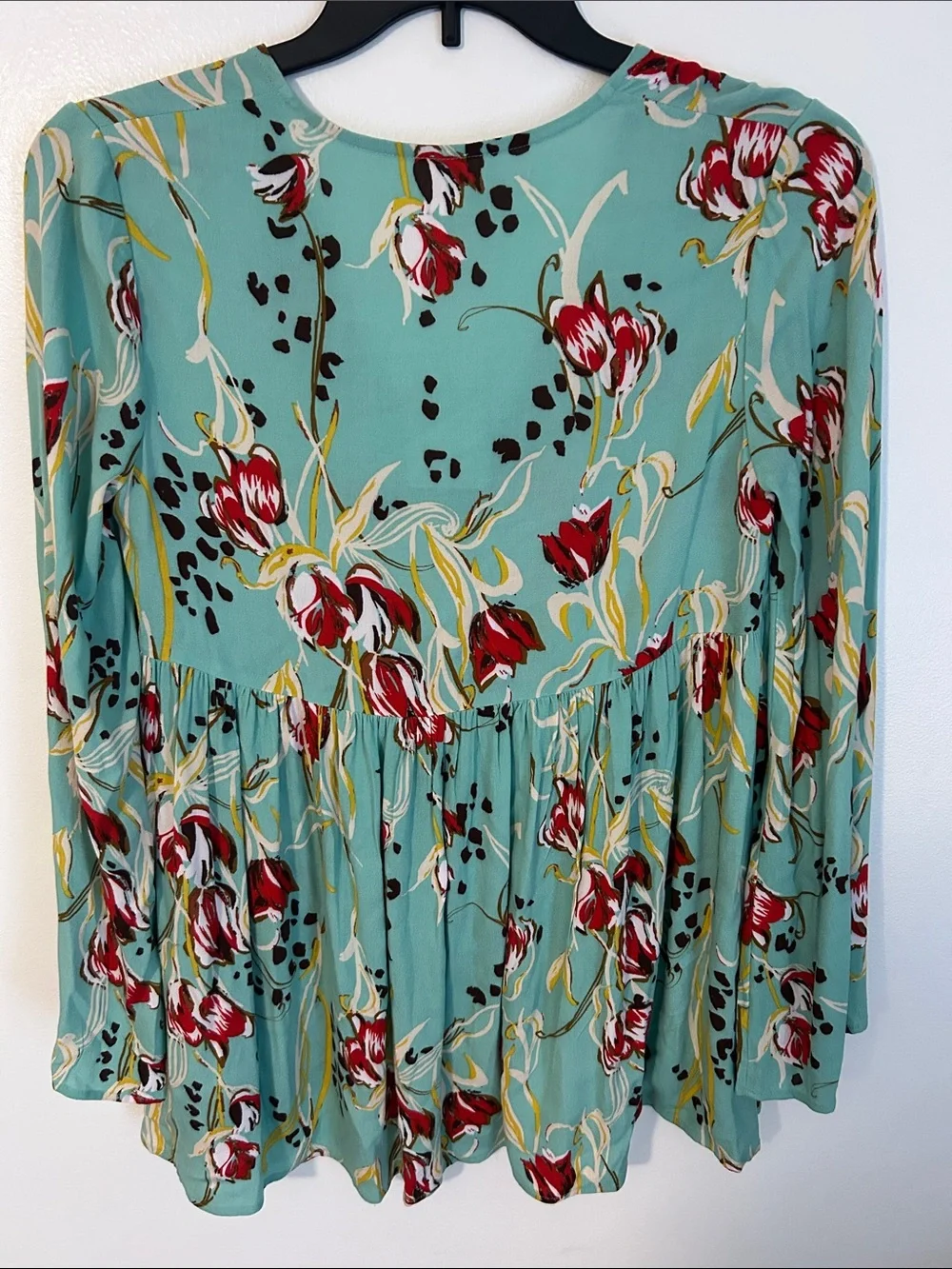 Free People Sage Bella Boho Floral V-Neck Swing Tunic Size XS